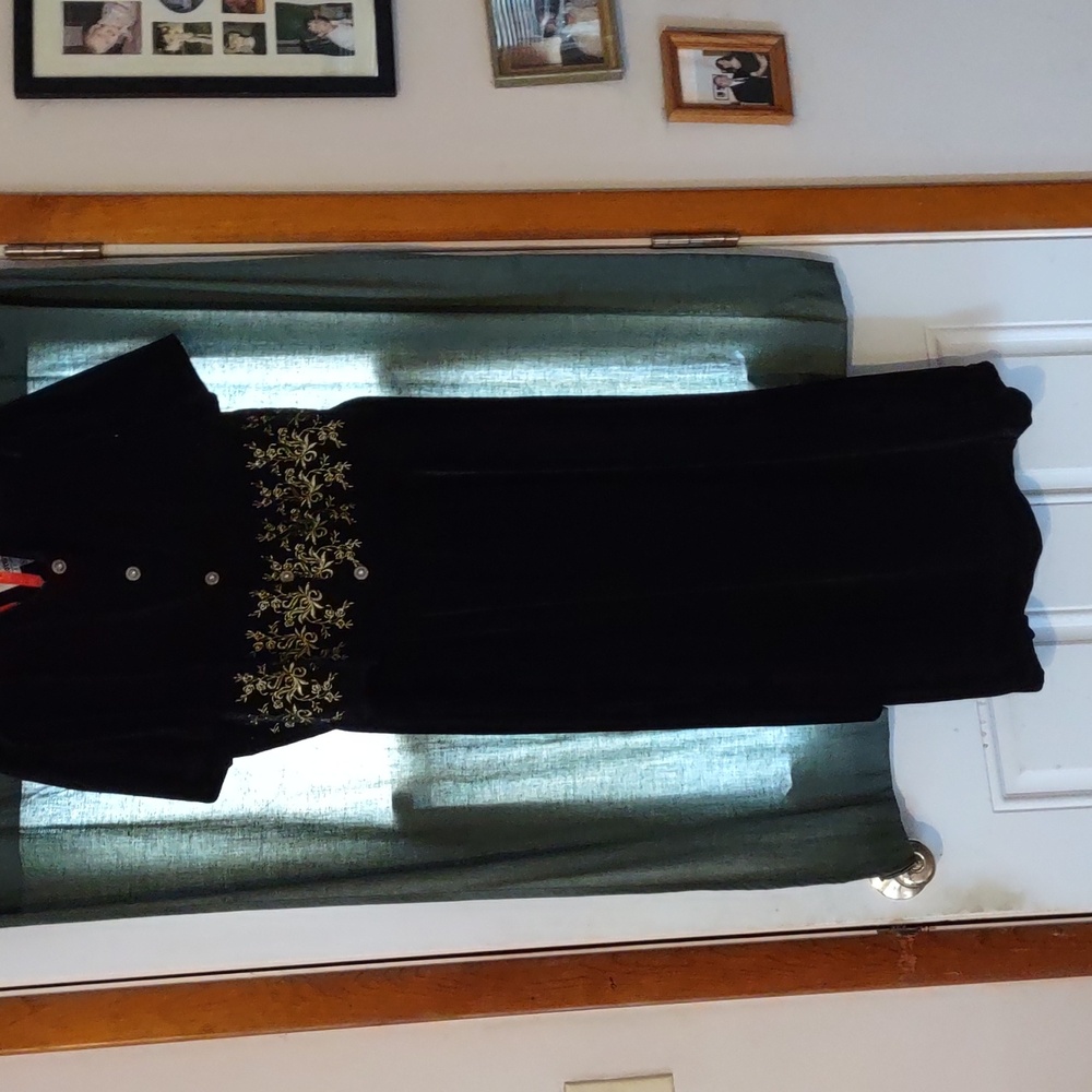 Long velvet holiday dress.